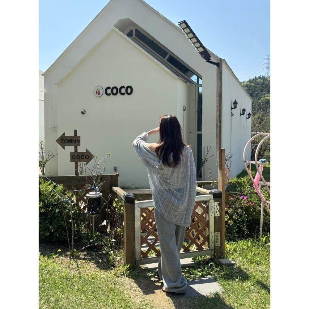 T055-暮光格紋襯衫/咖色 (現貨)-細節圖3