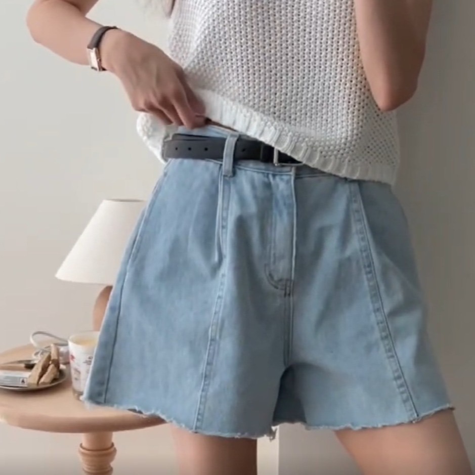 P032-挺版Ａ字單寧短褲-細節圖3