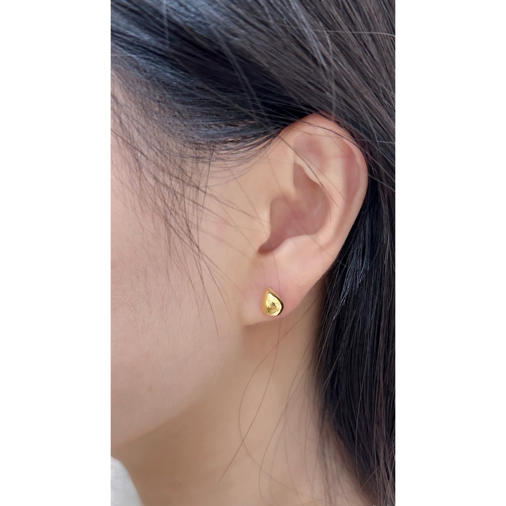 E012-水滴晶球925純銀耳環/金.銀 (現貨)-細節圖2