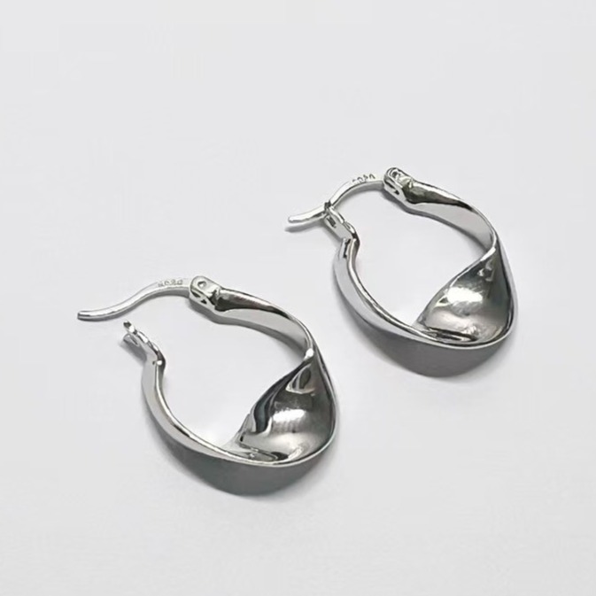 E015-S925銀漾波紋耳環-細節圖2