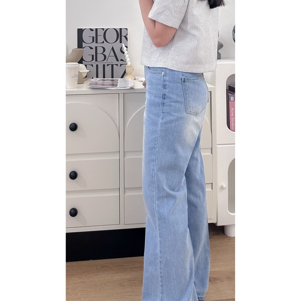 P034-復古刷色牛仔長褲-淺藍/深藍-細節圖4