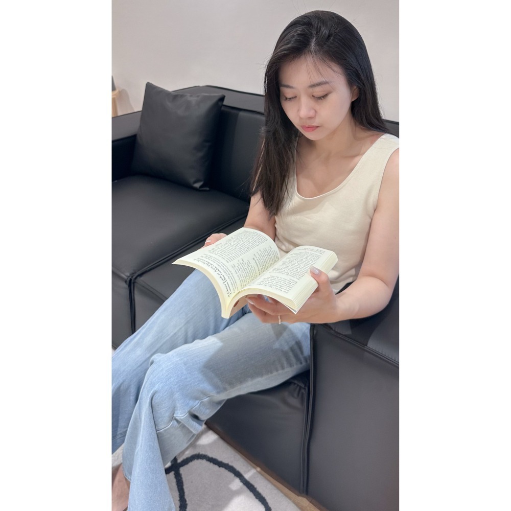 T065-日光棉語Ｕ領背心-霧藍/米白/深灰-細節圖2