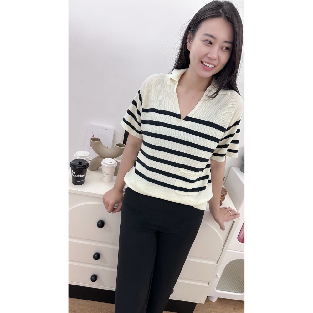 T064-TIME條紋透氣上衣-細節圖2