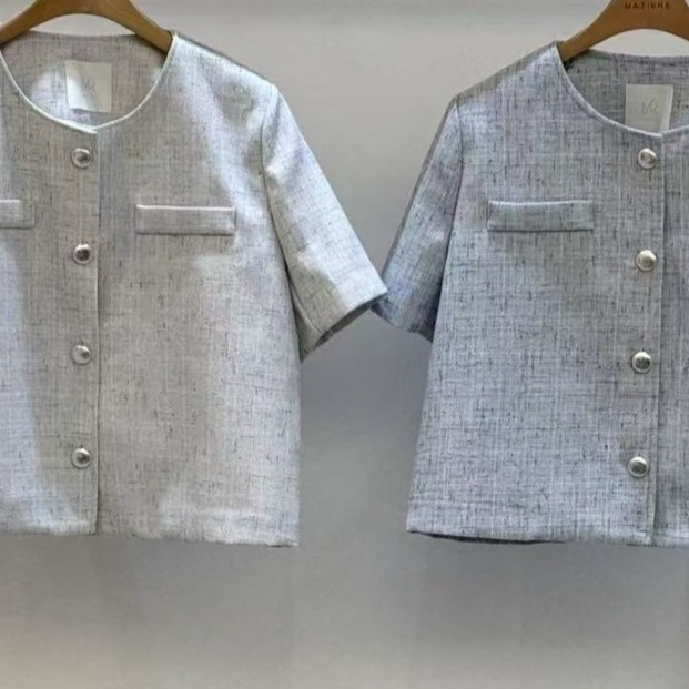 O019-霧光圓領氣質短袖外套-細節圖5