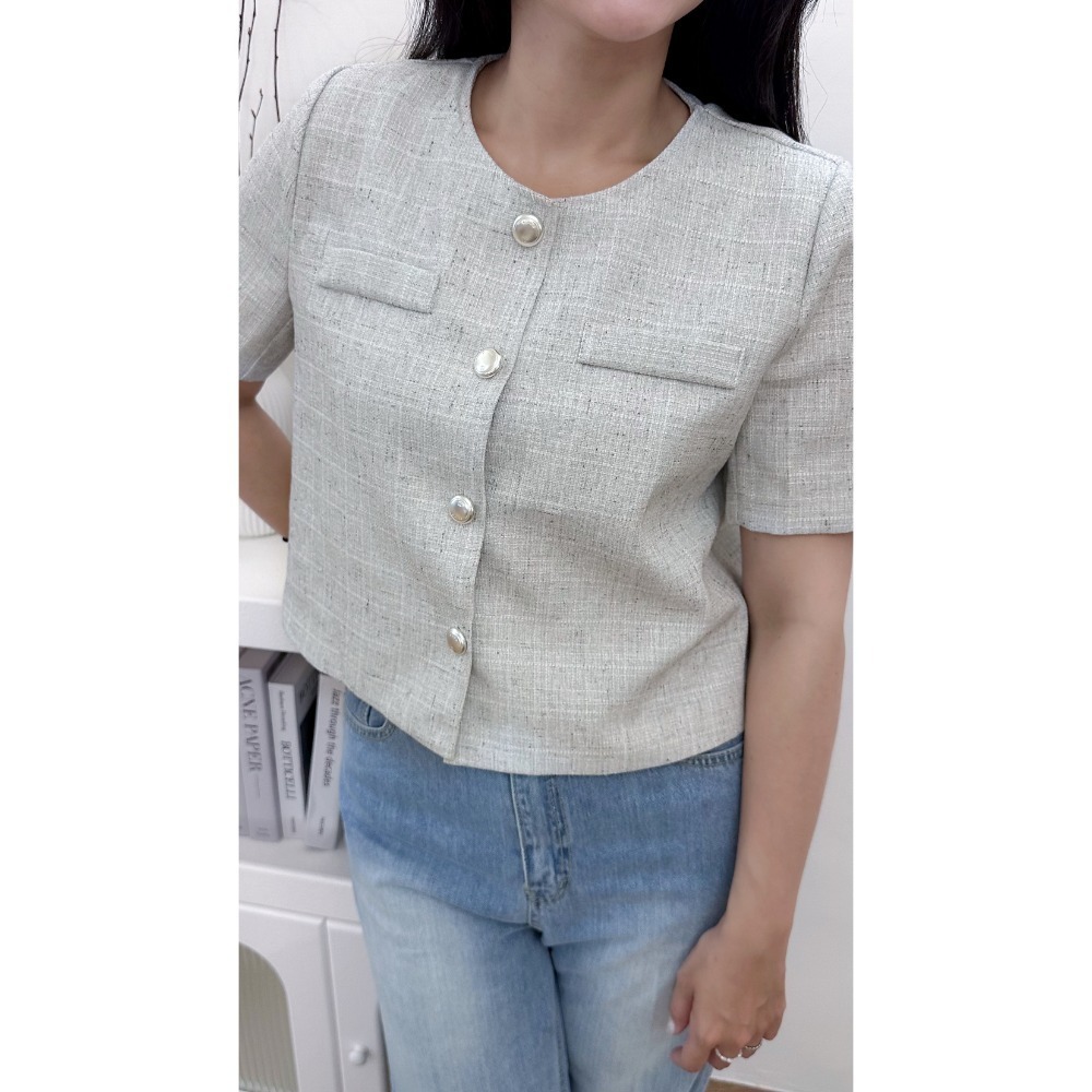 O019-霧光圓領氣質短袖外套-規格圖5