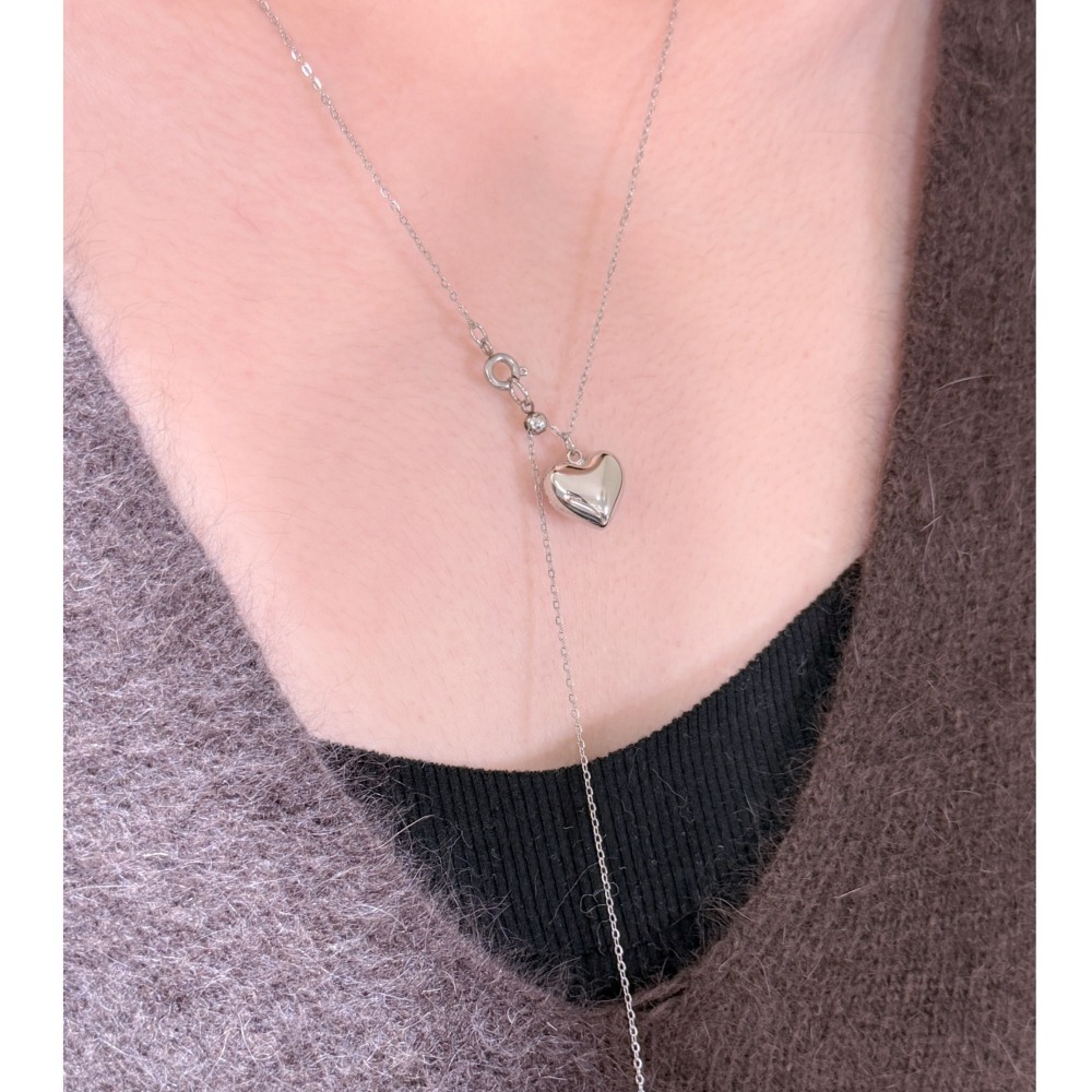 N014-極簡立體愛心項鍊(現貨+預購)-細節圖2