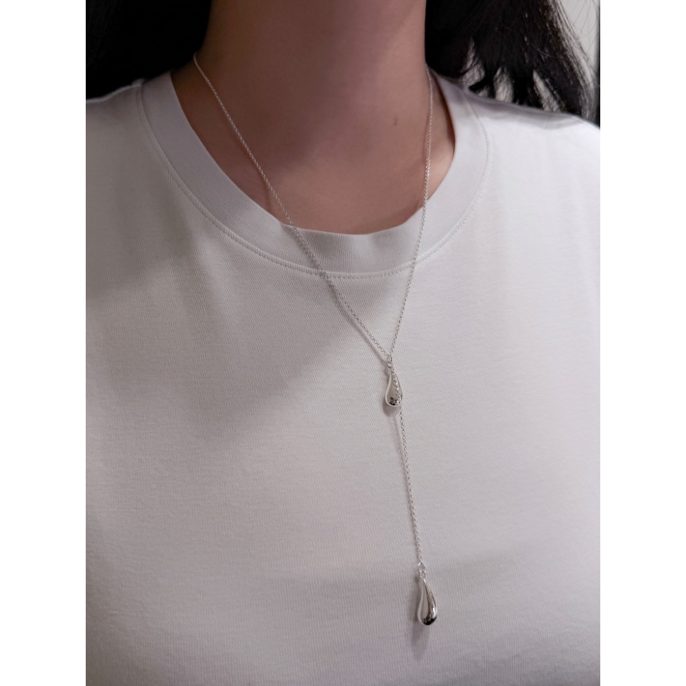 N016-雙水滴垂墜S925純銀項鍊(現貨+預購)-細節圖2