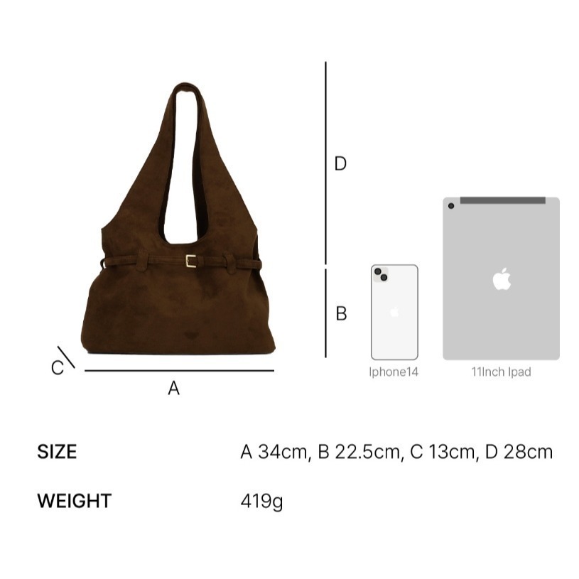 B002-韓國設計品牌ALICE MARTHA 麂皮感扣帶托特包(現貨+預購)-細節圖4