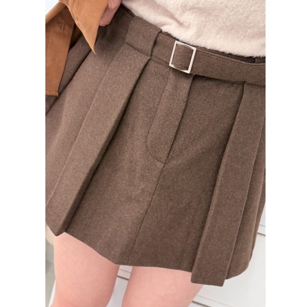 P038-冬日序曲・毛呢感附腰帶褲裙(現貨+預購)-細節圖4