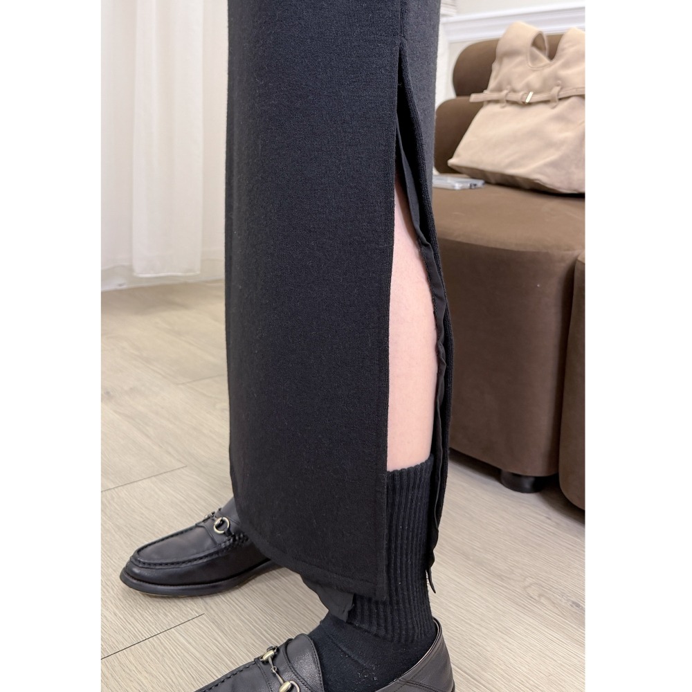 P039-法式優雅・層次拼接側開衩長裙(現貨+預購)-細節圖4