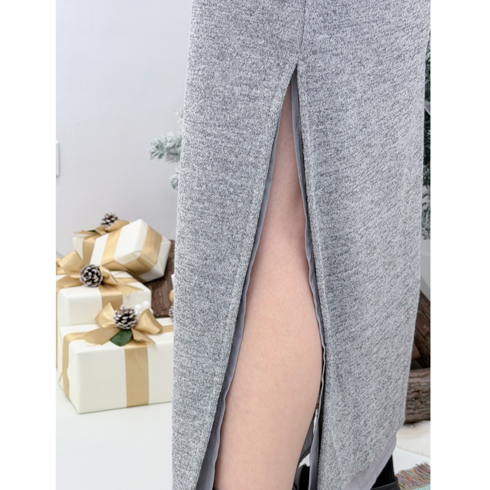 P039-法式優雅・層次拼接側開衩長裙(現貨+預購)-細節圖5