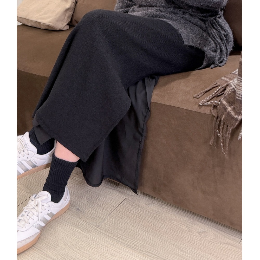 P039-法式優雅・層次拼接側開衩長裙(現貨+預購)-細節圖6