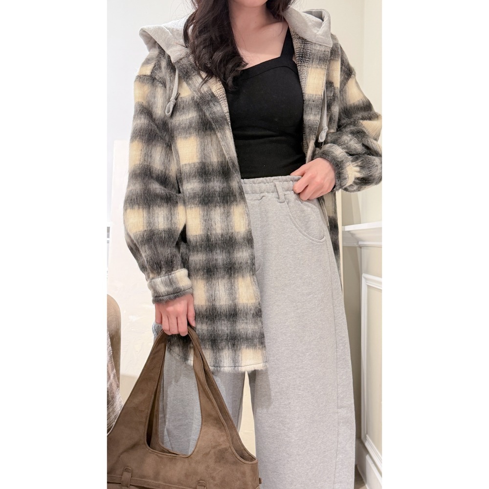 O026-冬日漫遊・經典復古磨毛感格紋襯衫外套(現貨+預購)-細節圖2