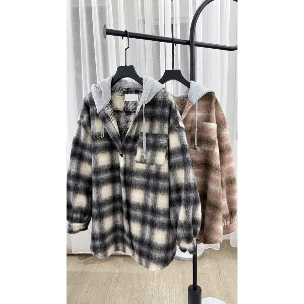O026-冬日漫遊・經典復古磨毛感格紋襯衫外套(現貨+預購)-細節圖7