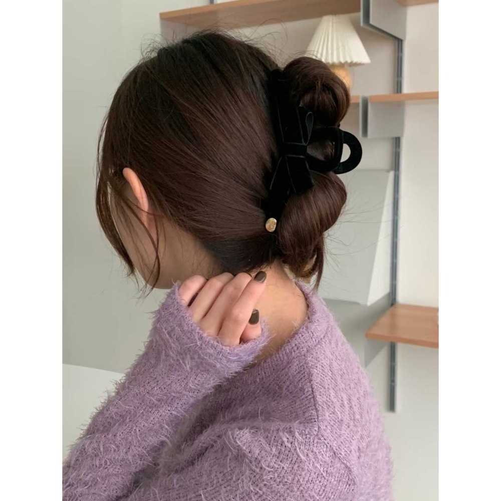 H010-絲絨蝴蝶結髮夾 (現貨)-細節圖2