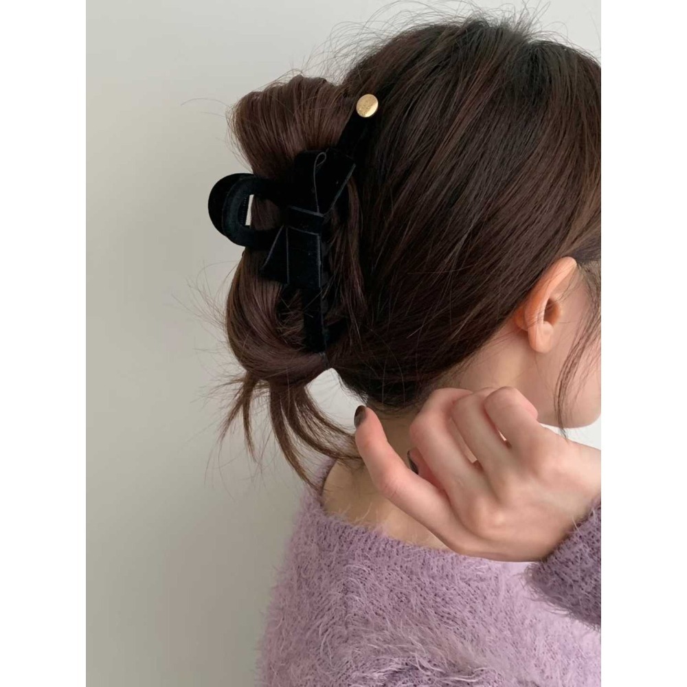 H010-絲絨蝴蝶結髮夾 (現貨)-細節圖3