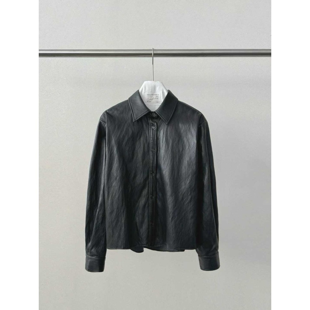 T085-短版皮感襯衫外套 (現貨)-細節圖4
