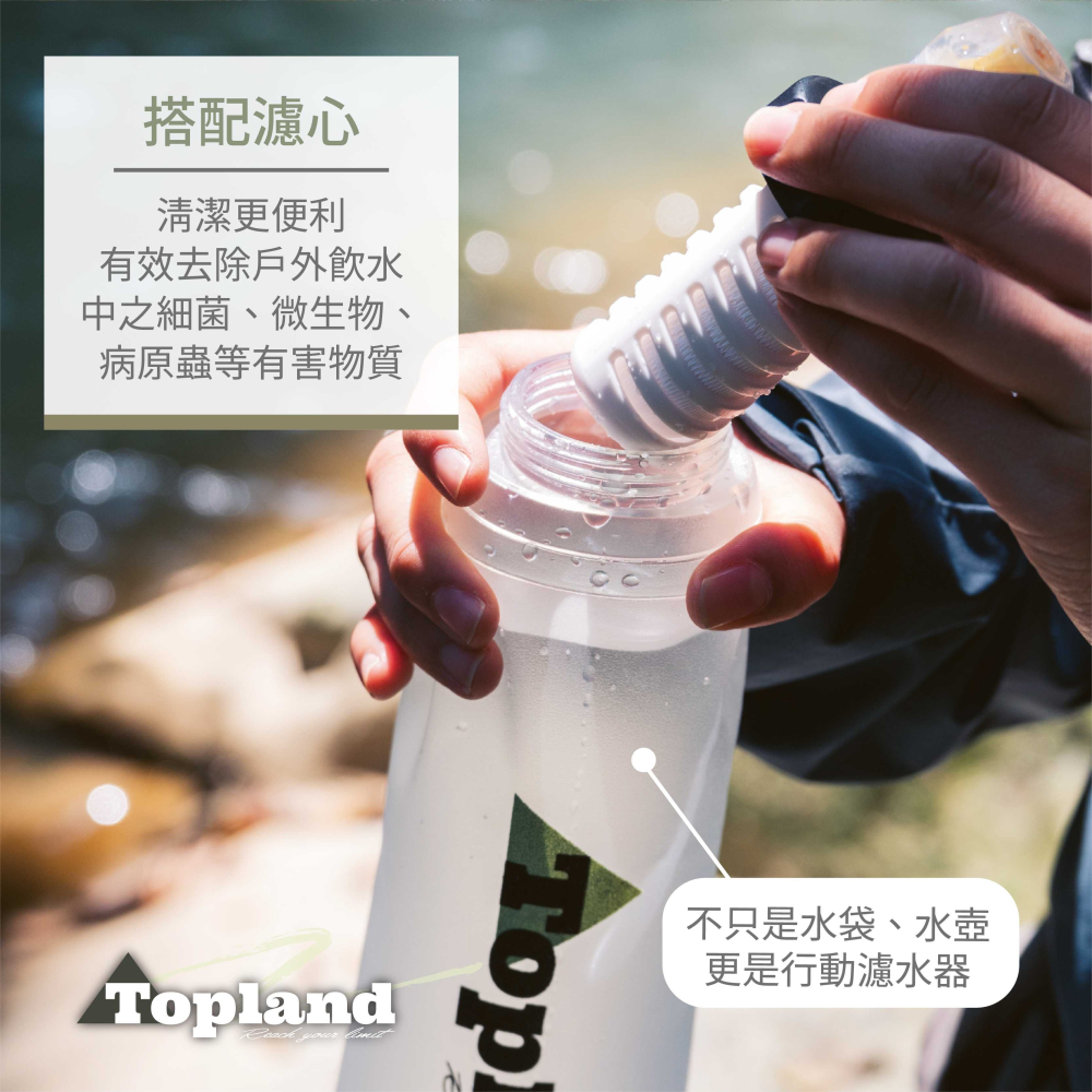 【現貨】Topland戶外摺疊濾水瓶 / 水瓶 ( 1000ml  )-濾芯版-細節圖7