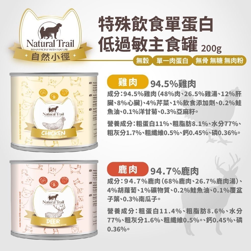 貓奴小舖 Maonu Shop🐈「自然小徑 單一肉源 綜合賣場」貓主食罐 單一蛋白 雞肉 兔肉 鹿肉 火雞肉-細節圖3