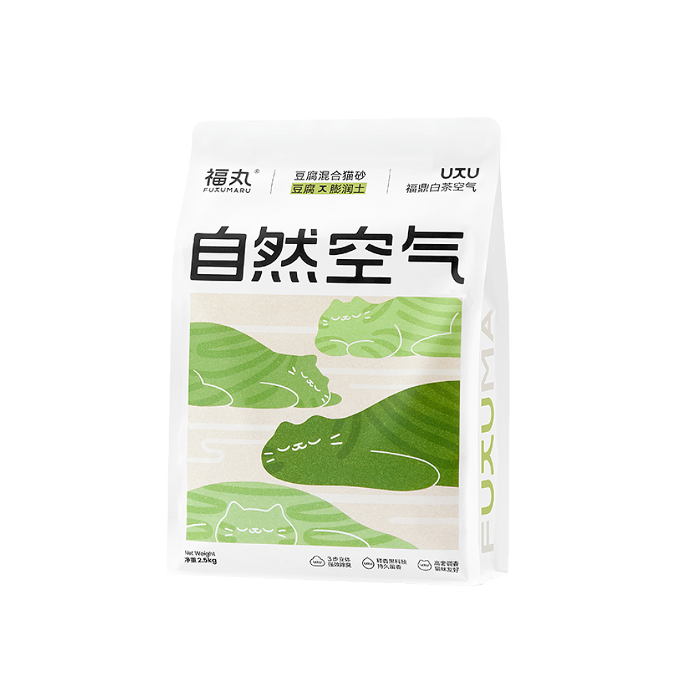 貓奴小舖Maonu Shop🐈 福丸 豆腐+膨潤土 混合貓砂 白茶香味 豆腐砂 貓砂 混砂 2.5KG 可沖馬桶-細節圖2