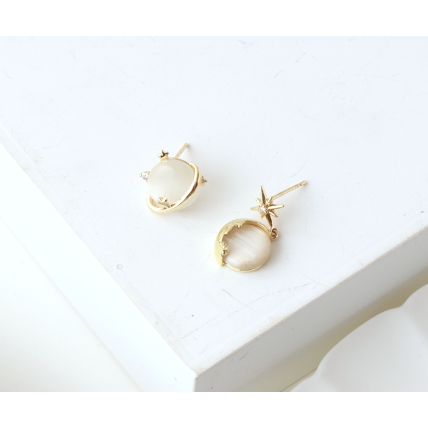 韓國空運 防敏鋼針  不對稱星球耳環-細節圖4