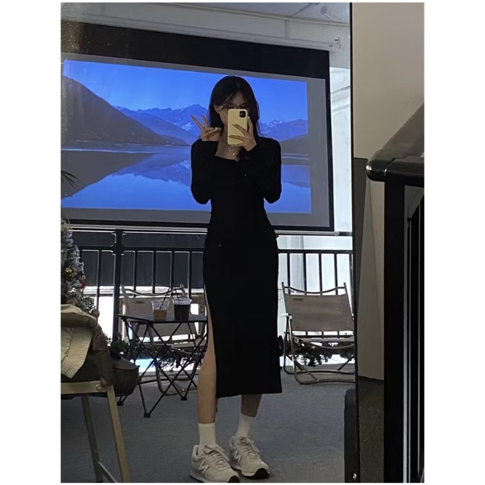 ✨全新 超彈開叉後媽裙-細節圖2