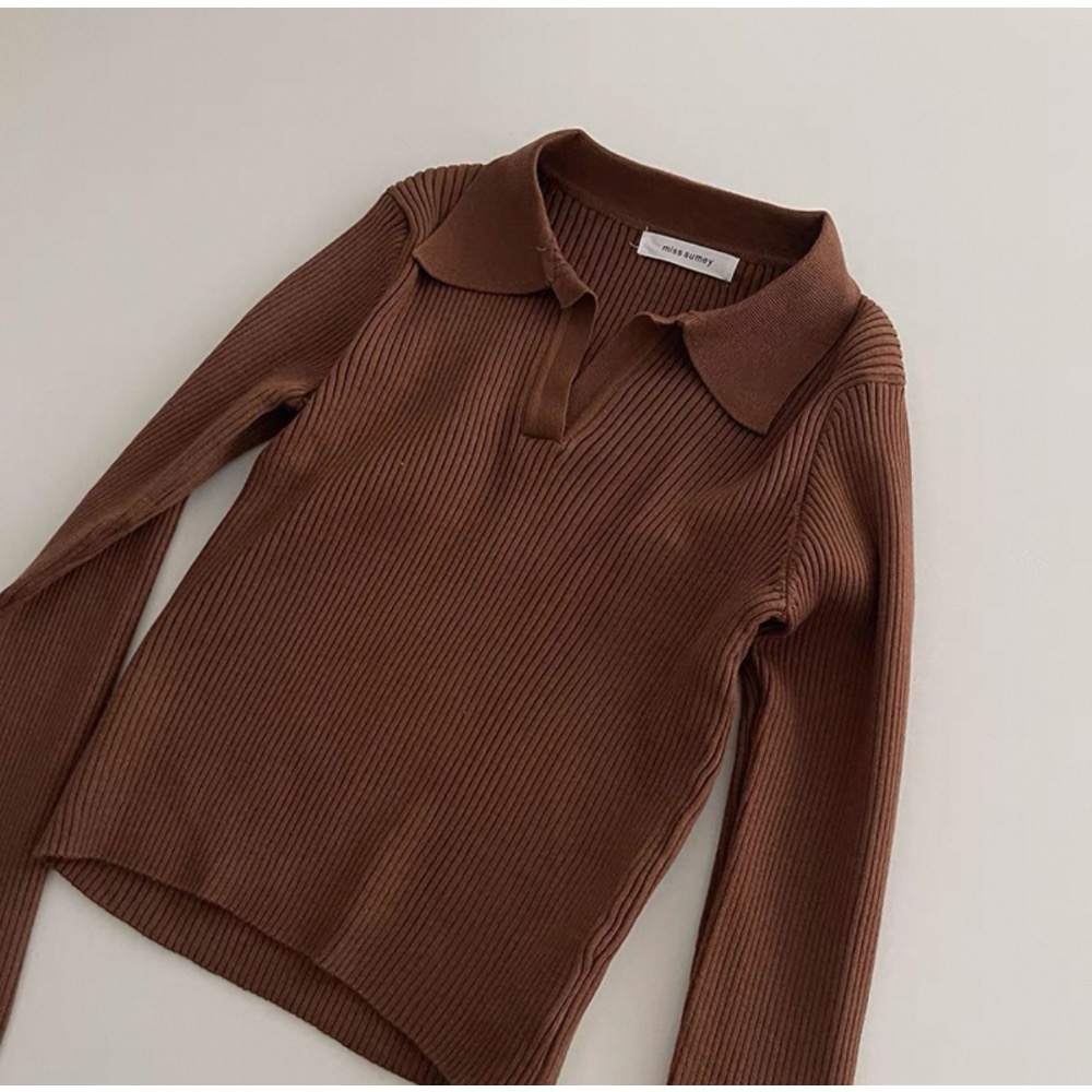 ✨全新 有點厚度的polo領螺紋上衣-細節圖3