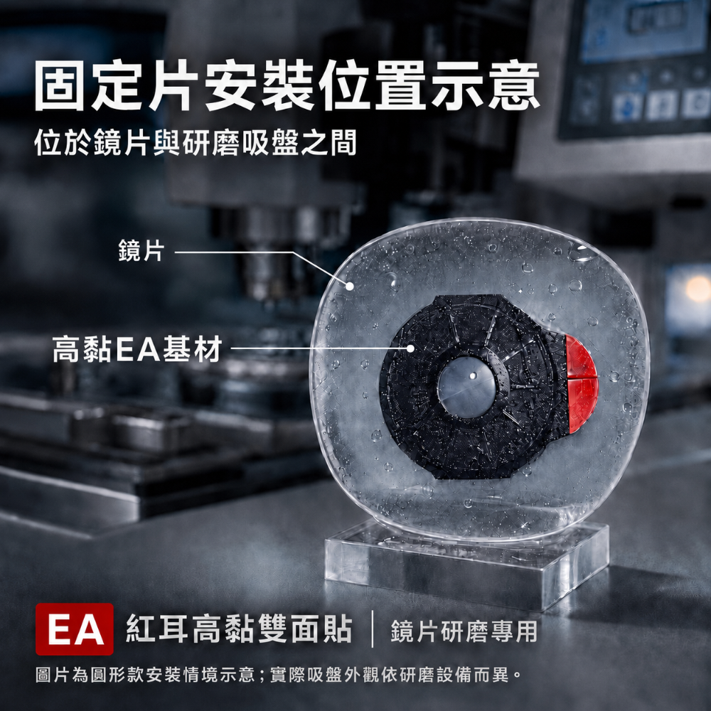 ❤️ S源.TW ⭐️ EA 紅耳 圓形雙面貼 鏡片研磨雙面貼 EA雙面貼 磨片雙面貼 眼鏡配件-細節圖4
