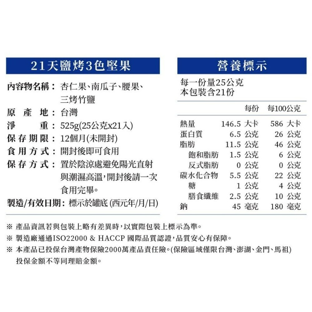 【紅布朗】鹽烤3色堅果禮盒 (25gX21包) 堅果隨手包 送禮推薦 中秋 年節 春節 過年 新年 新春-細節圖10
