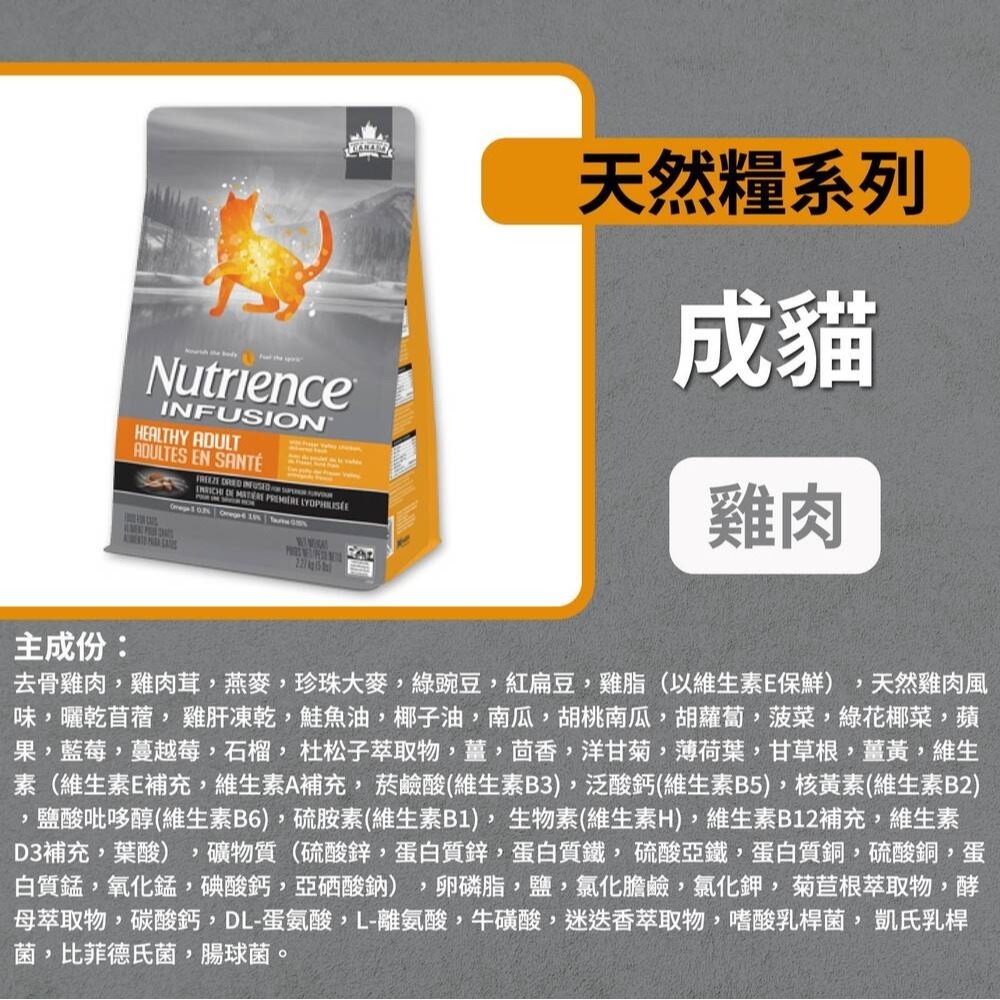 Nutrience 紐崔斯 天然貓糧系列2.27kg  5kg-細節圖3