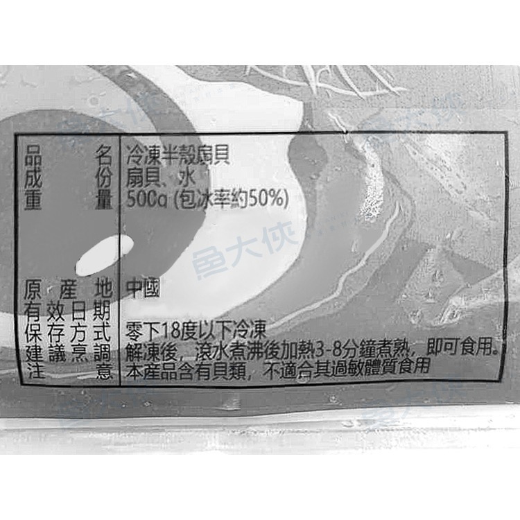 半殼扇貝(5-6cm規格/約16顆/500g/包) #5-6 #包裝易破損-1E3A【魚大俠】BC074-細節圖4