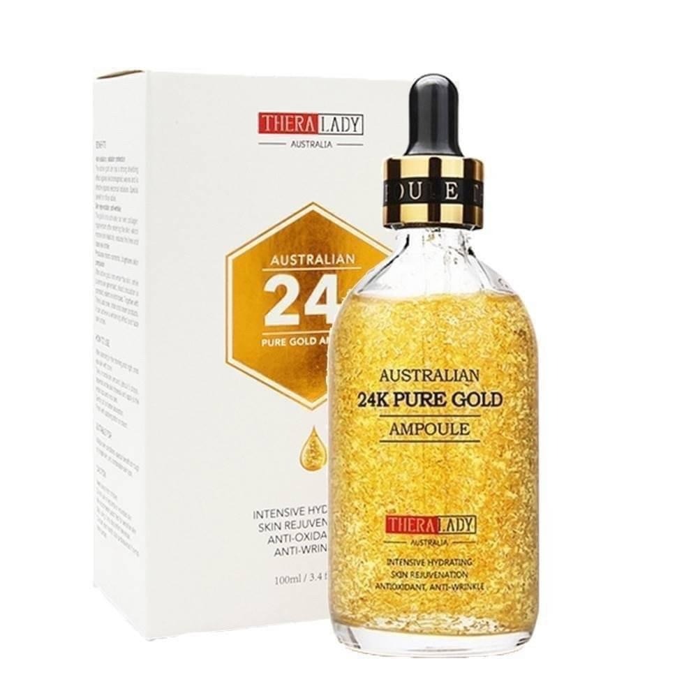KDlive｜澳洲🇦🇺THERA LADY 24K奈米金箔精華液 100ml 滋潤保濕｜深層修復｜奈米金箔-細節圖3