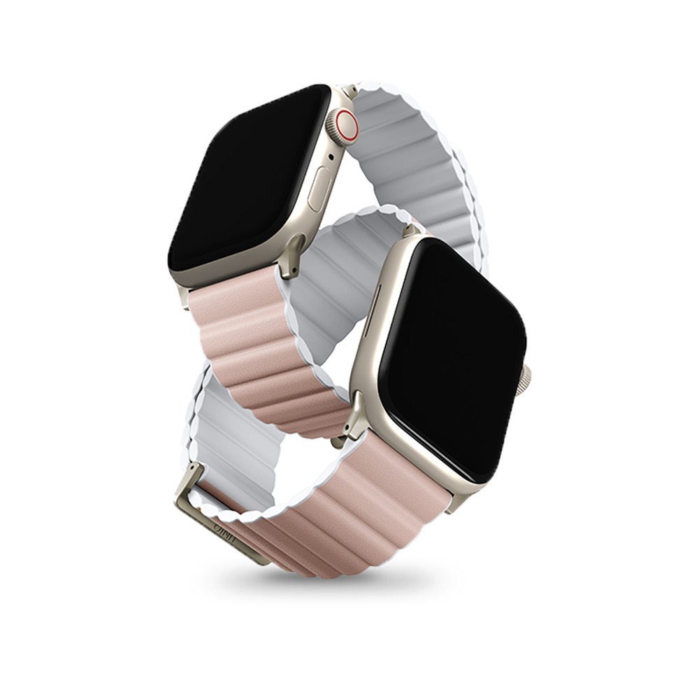 【UNIQ】Apple Watch 49/46/45/44mm 共用 Revix PE 雙色矽膠真皮錶帶-胭脂粉/白-規格圖6