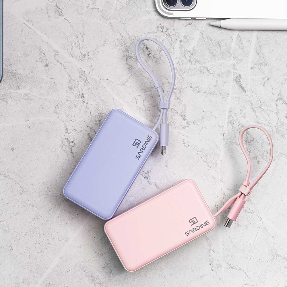 Sardine 沙丁魚  5000mAh  Lightning/Type-C 自帶線插頭二合一快充行動電源 有標示wh-細節圖2