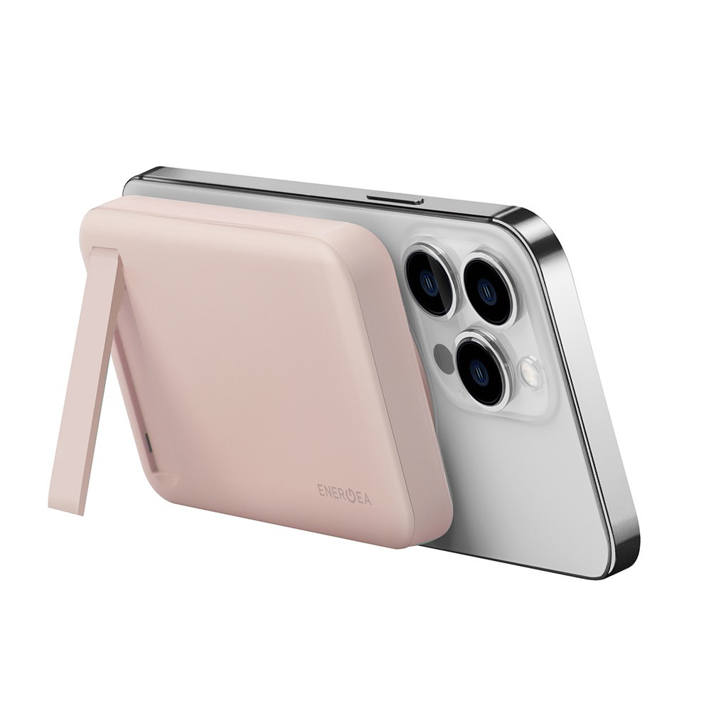 (2入組黑+粉) ENERGEA 10000mAh MagPac Mini磁吸無線快充帶支架行動電源 MagSafe-細節圖11