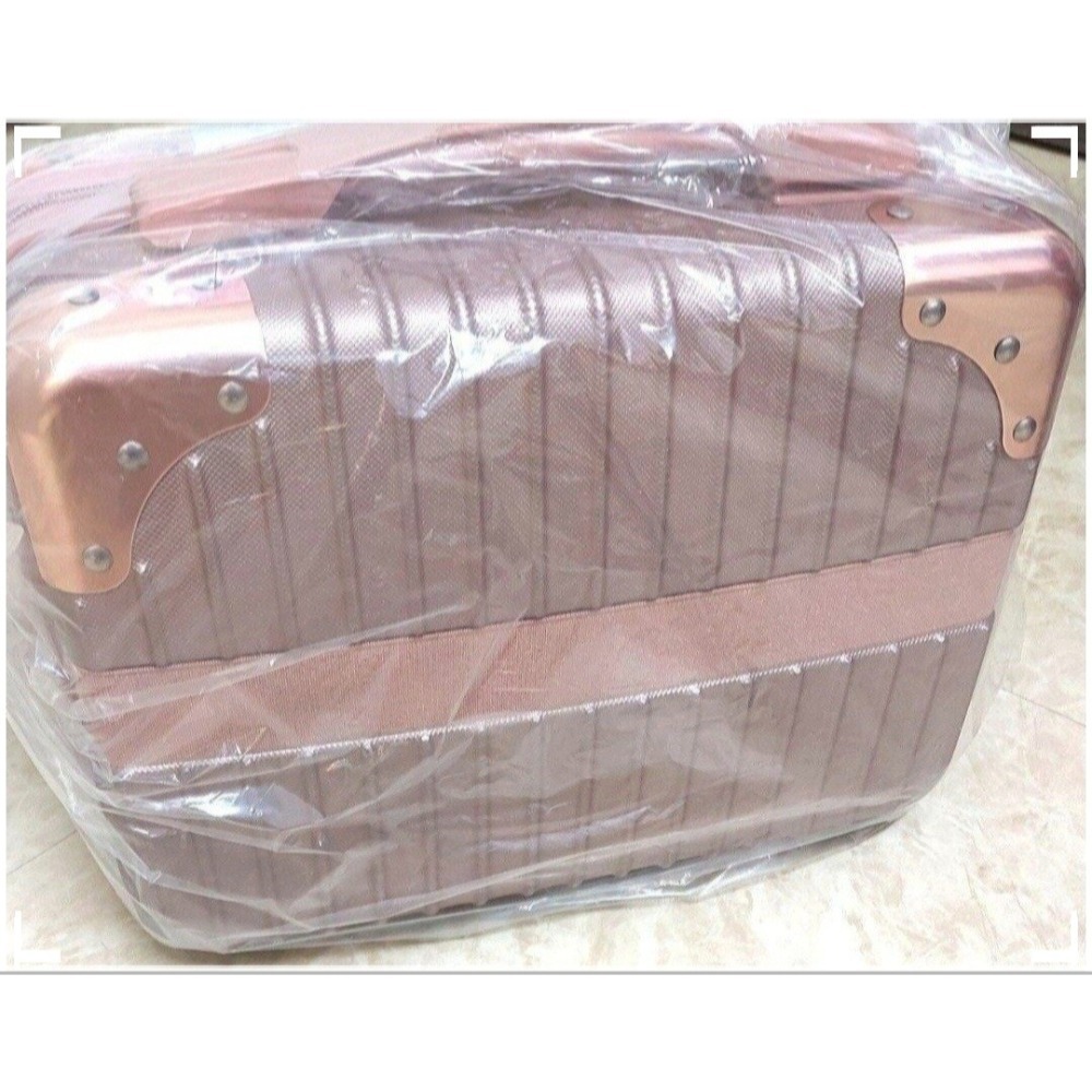 全新  14吋玫瑰金拼白色行李箱 (化妝箱 旅行箱)-細節圖2