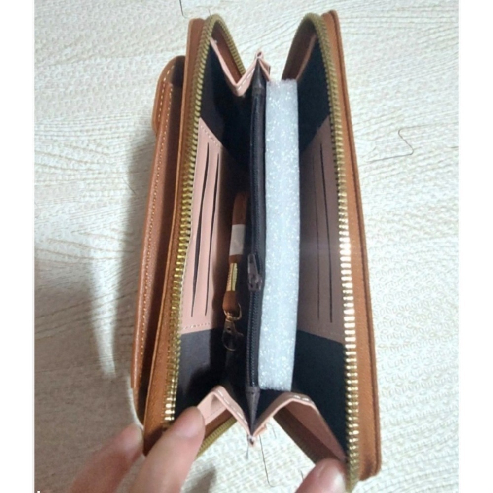 全新 韓版手機.皮夾.零錢包.鈔票夾（附背繩）（棕色.粉色）-細節圖3