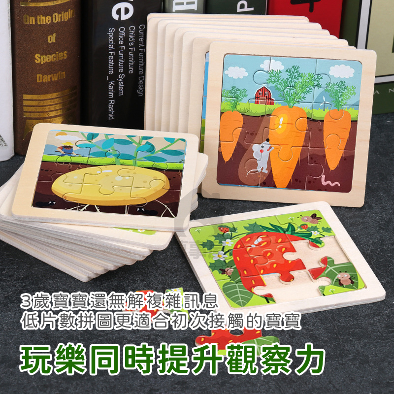 幼兒拼圖  9片拼圖 木質拼圖 恐龍拼圖 寶寶拼圖 木製拼圖 動物拼圖 童話故事 早教玩具 9片 教具 A0498-細節圖4