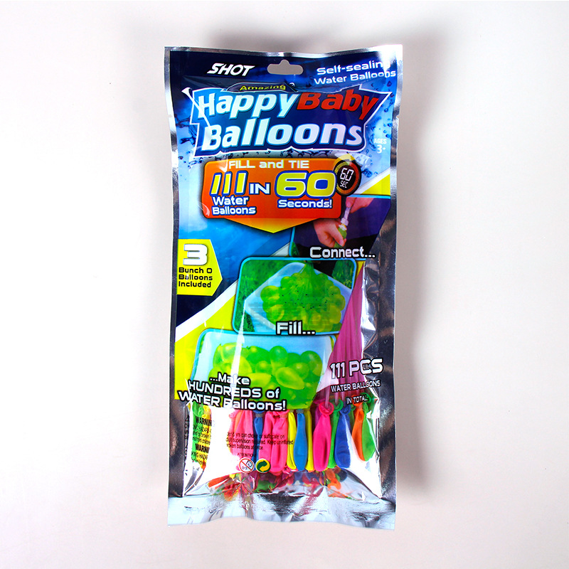 氣球 水球 灌水球 玩水必備 水氣球 水球神器 灌水球 注水氣球 免綁水球  每包111顆 注水球水 水球 A0524-規格圖8
