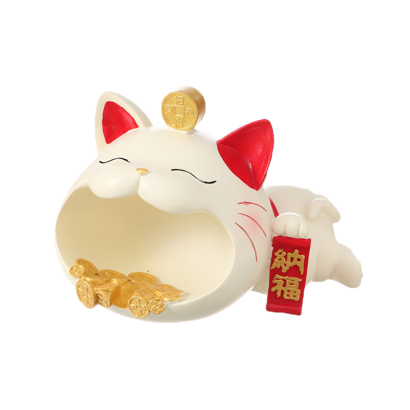 招財貓菸灰缸 造型菸灰缸 招財 納福 貓咪造型手納 家用煙灰缸 桌上收納 桌上擺件 貓咪擺件 招財貓裝飾 A0602-規格圖8