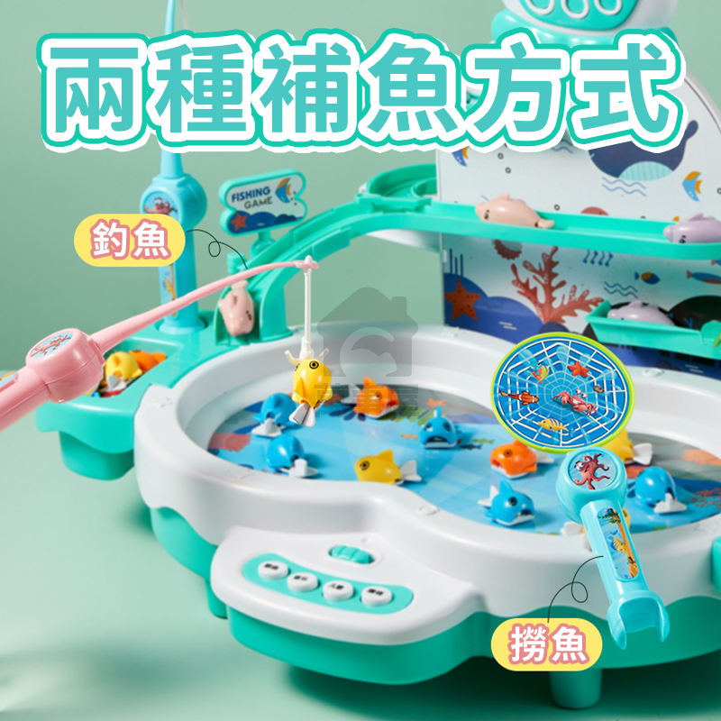 電動升級釣魚台 釣魚玩具 磁力設計 電動軌道釣魚臺 二合一釣魚台 USB供電 聲光磁浮 兒童互動玩具 A0688-細節圖6