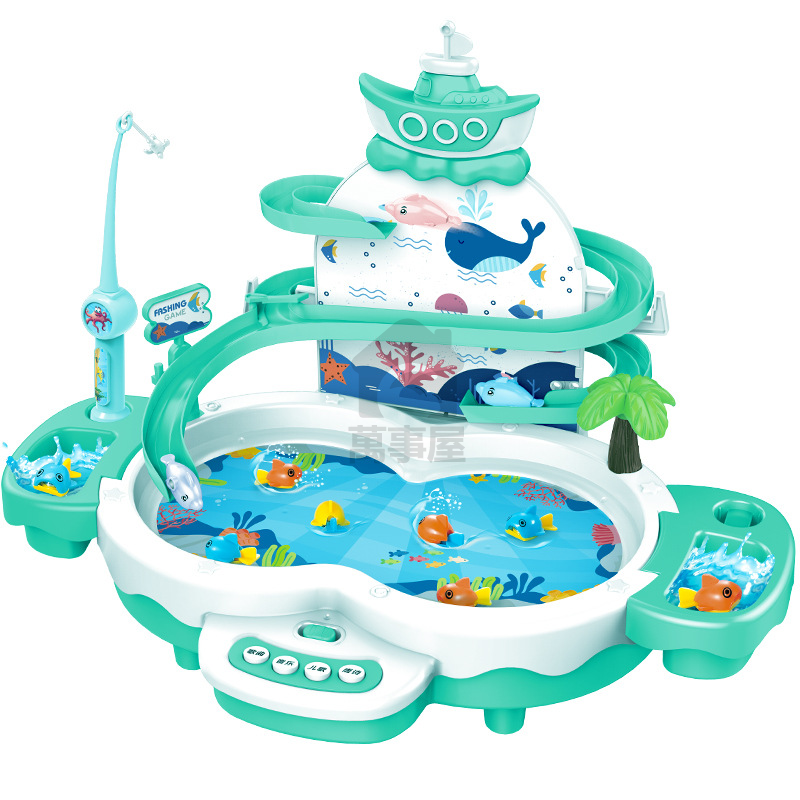 電動升級釣魚台 釣魚玩具 磁力設計 電動軌道釣魚臺 二合一釣魚台 USB供電 聲光磁浮 兒童互動玩具 A0688-規格圖9
