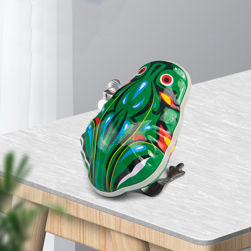 發條鐵皮玩具 鐵皮青蛙 懷舊發條玩具 寶寶玩具 兒童玩具 懷舊玩具 上鏈鐵皮青蛙 發條鐵皮砲車 鐵皮公雞 A0751-規格圖9