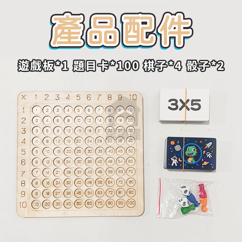 九九乘法桌遊 木製九九乘法表練習桌 乘法 加法 練習桌遊 數學教具 九九乘法口訣表 乘法訓練 數學玩具 A0752-細節圖4