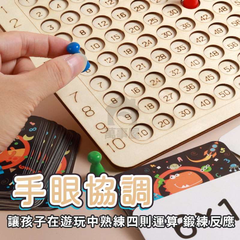 九九乘法桌遊 木製九九乘法表練習桌 乘法 加法 練習桌遊 數學教具 九九乘法口訣表 乘法訓練 數學玩具 A0752-細節圖7