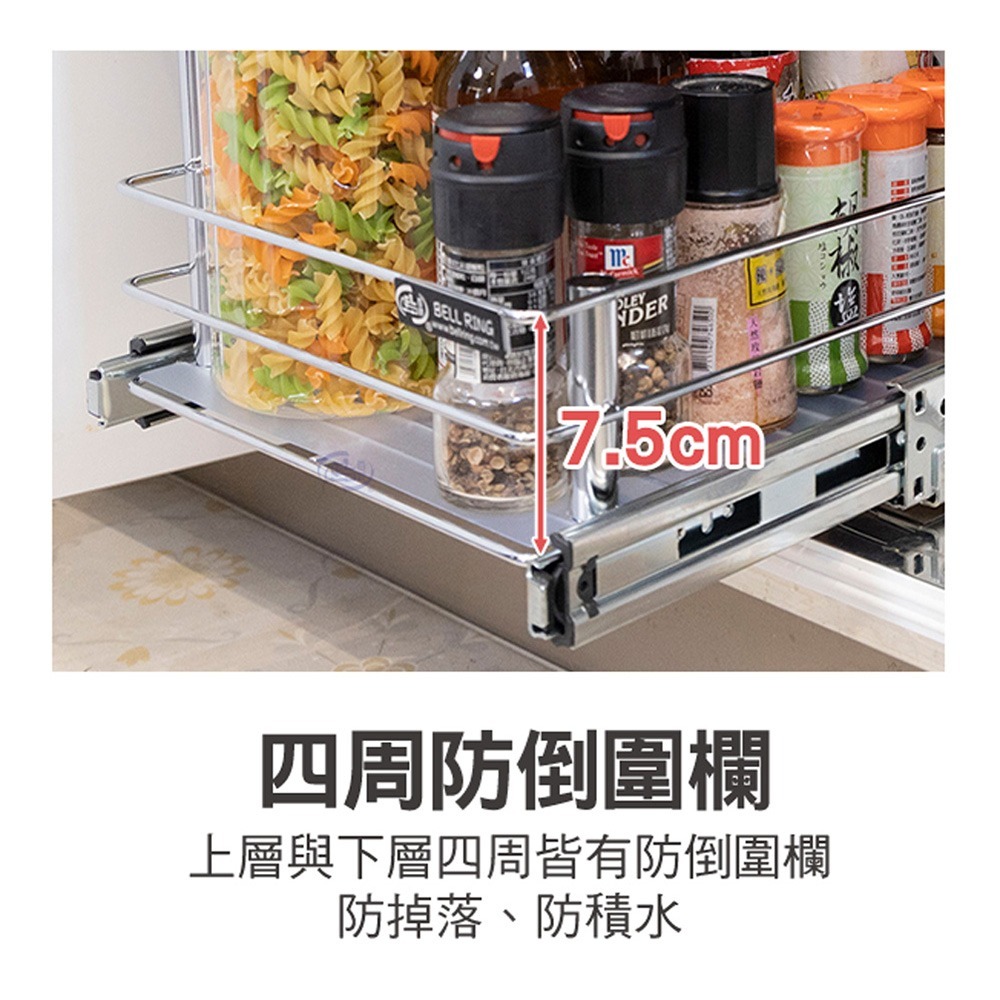 【百鈴】卡豪收抽屜式雙層置物架(微波爐架/電器架/瓶罐架/收納架/廚房架/放置架)-細節圖5