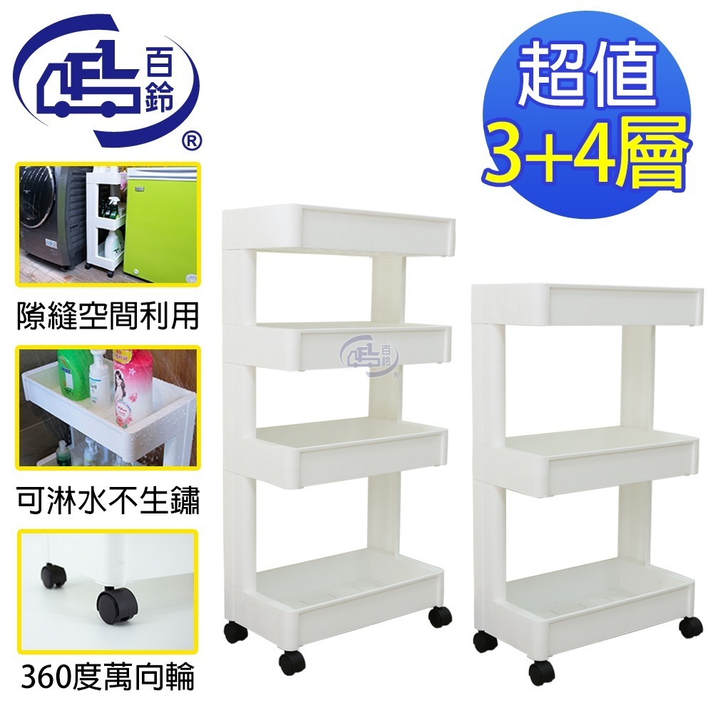 【百鈴】卡豪收靈活可移動單邊置物架(置物架/收納架/收納櫃/小物推車/層架/移動櫃)-規格圖9