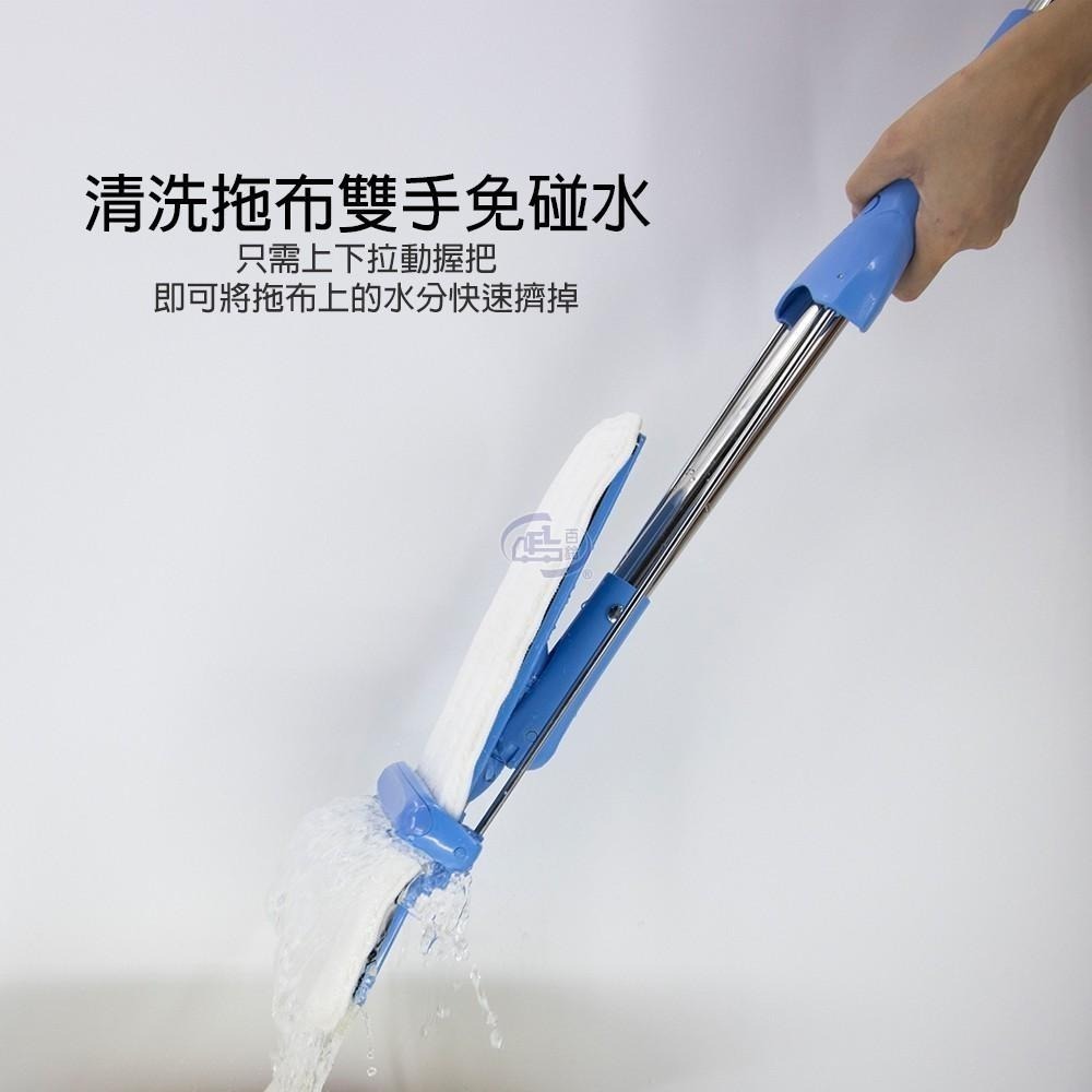 【百鈴】髒會滅免沾手自擠式平板拖把(平拖/免沾手/大板/吸水/乾濕兩用/除塵/地板清潔)-細節圖2