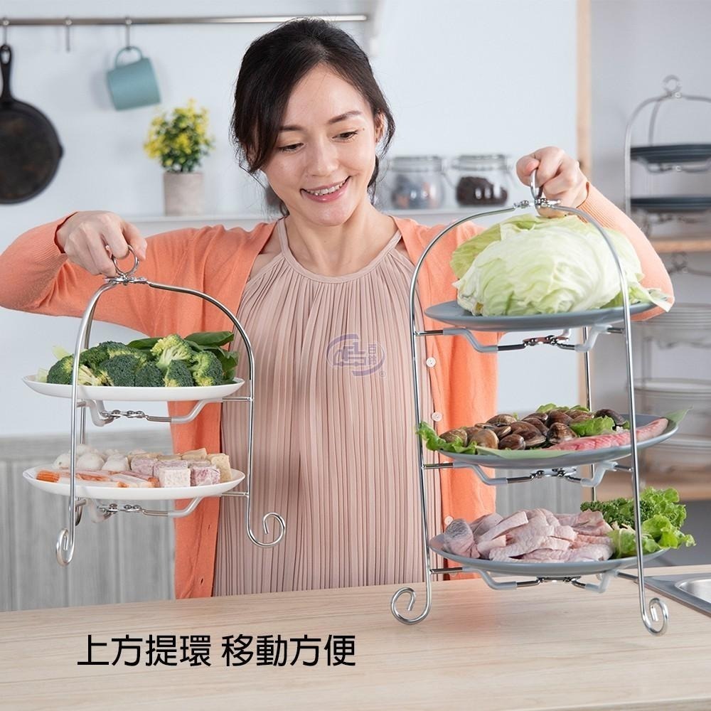 【百鈴】卡豪收英式可收折活動兩層點心架(下午茶架/菜盤架/盤架/收納架/水果架/西點架/多層架)-細節圖6