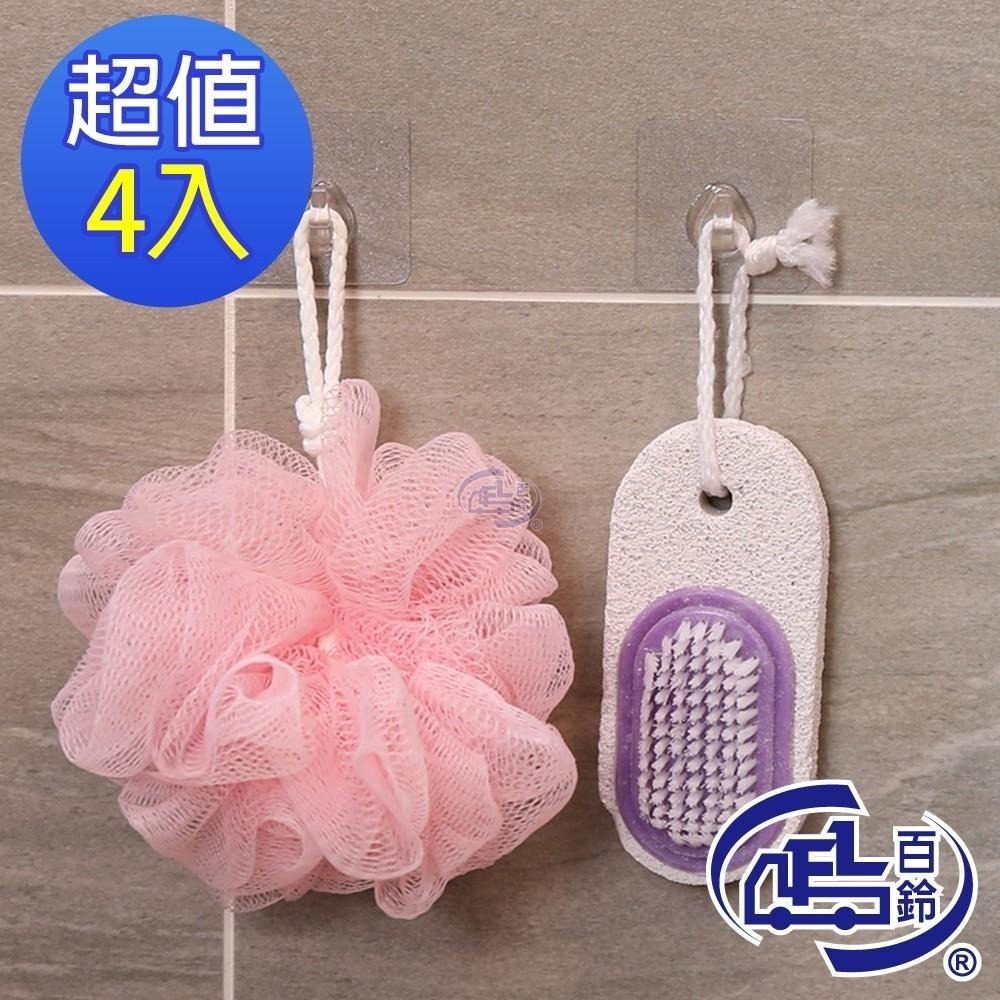 【百鈴】珍豪貼免鑽孔無痕塑鋼-小掛勾-4入(無痕貼/免釘/免鑽/小物吊掛/隱藏式掛勾/透明掛勾/置物勾)-細節圖2